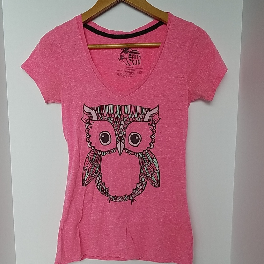Fifth Sun Pink Shirt With Owl Design